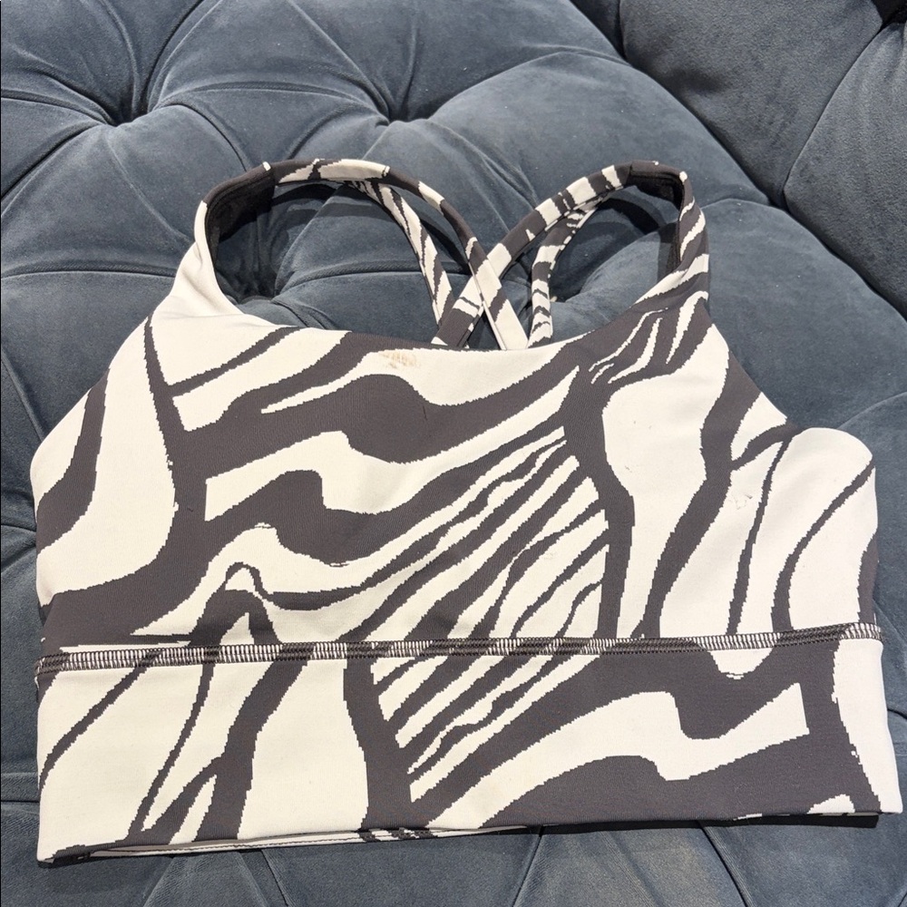 Lululemon Black and White Strappy Sports Bra